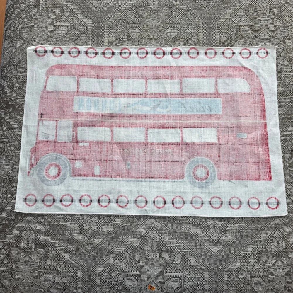 Vintage Ulster Irish Linen Tea Towel London Routemaster Bus Double Decker 21x30